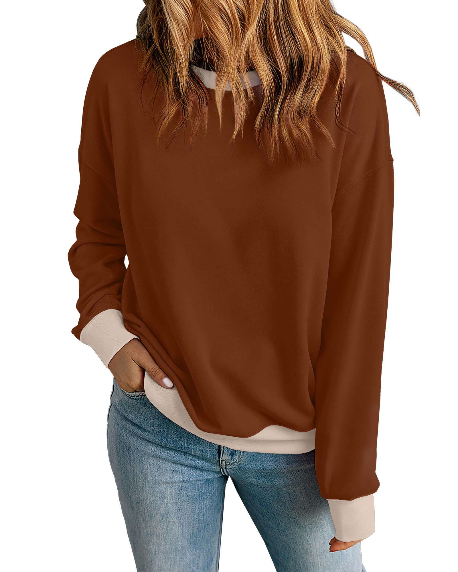 RUMIA Womens Crew Neck Sweatshirts Long Sleeve Fall Outfits