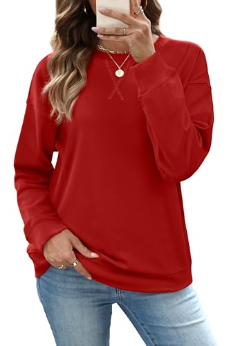 RUMIA Women's Crew Neck Sweatshirt Long Sleeve Tops for Women Fall Clothes
