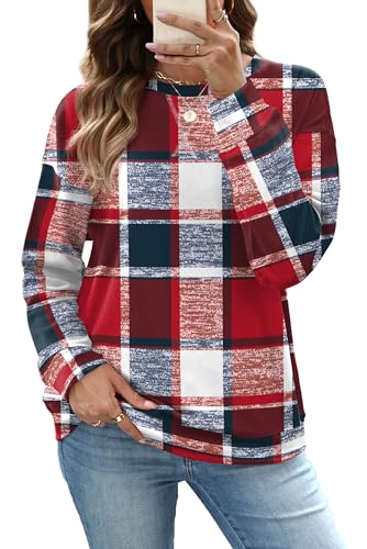 RUMIA Women's Crew Neck Sweatshirt Long Sleeve Tops for Women Fall Clothes