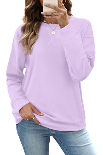 RUMIA Women's Crew Neck Sweatshirt Long Sleeve Tops for Women Fall Clothes