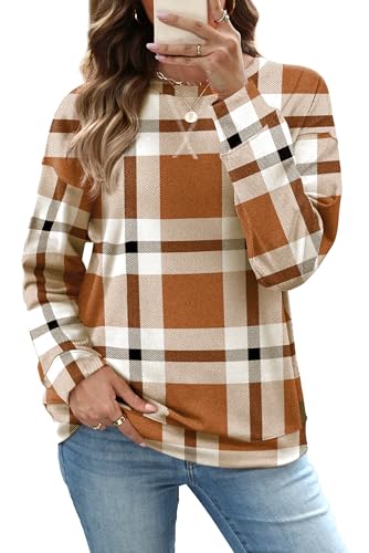 RUMIA Women's Crew Neck Sweatshirt Long Sleeve Tops for Women Fall Clothes