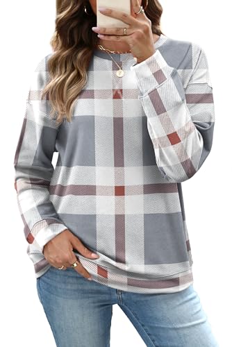 RUMIA Women's Crew Neck Sweatshirt Long Sleeve Tops for Women Fall Clothes